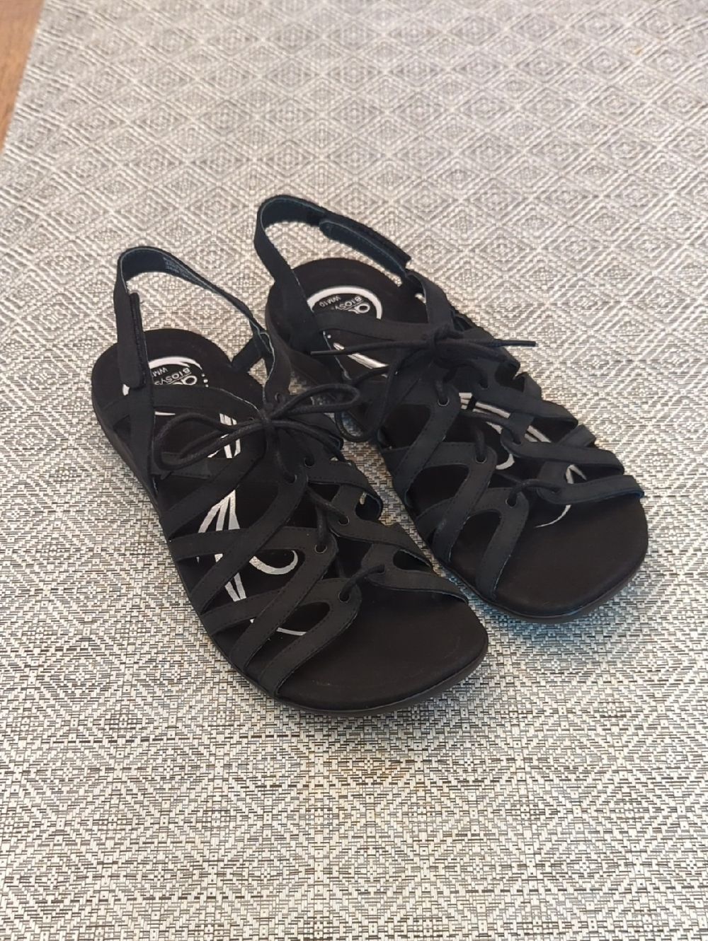 Abeo Brigita Women's Black Leather Lace-Up Gladiator Outdoor Adventure Sandals
